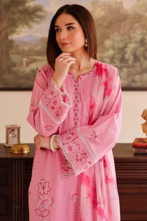 3 Piece - Premium Embroidered Lawn - 502-RTI