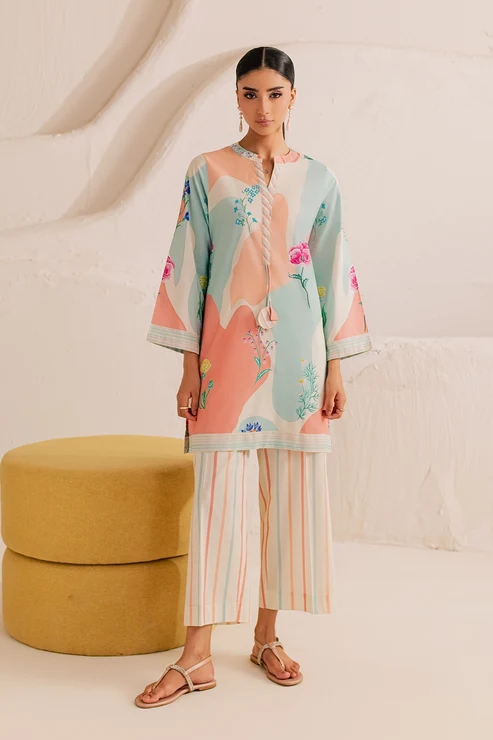 Stitched 2 Piece - Printed Lawn - Pastel Dream - Image 2