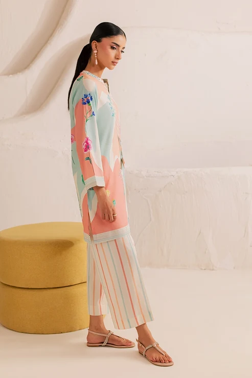 Stitched 2 Piece - Printed Lawn - Pastel Dream - Image 4