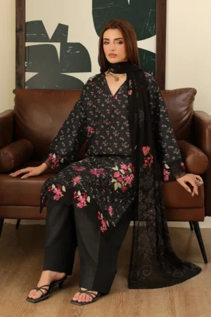3 Piece - Embroidered Lawn Karandi - 3917