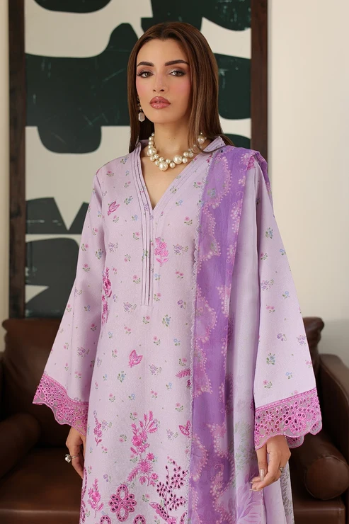 3 Piece – Embroidered Lawn Karandi – 3911