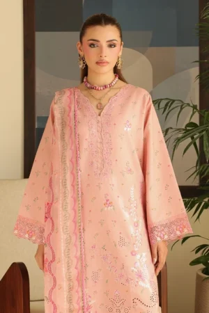 3 Piece - Embroidered Lawn Karandi - 3912