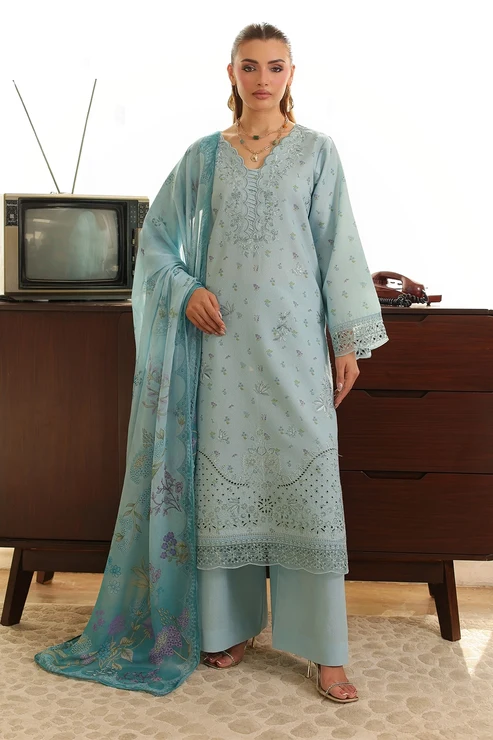 3 Piece - Embroidered Lawn Karandi - 3913 - Image 2